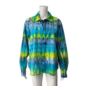 $275 NWT Cotton Citizen Green Blue Tie Dye Santorini Shirt Limelight Top size XS